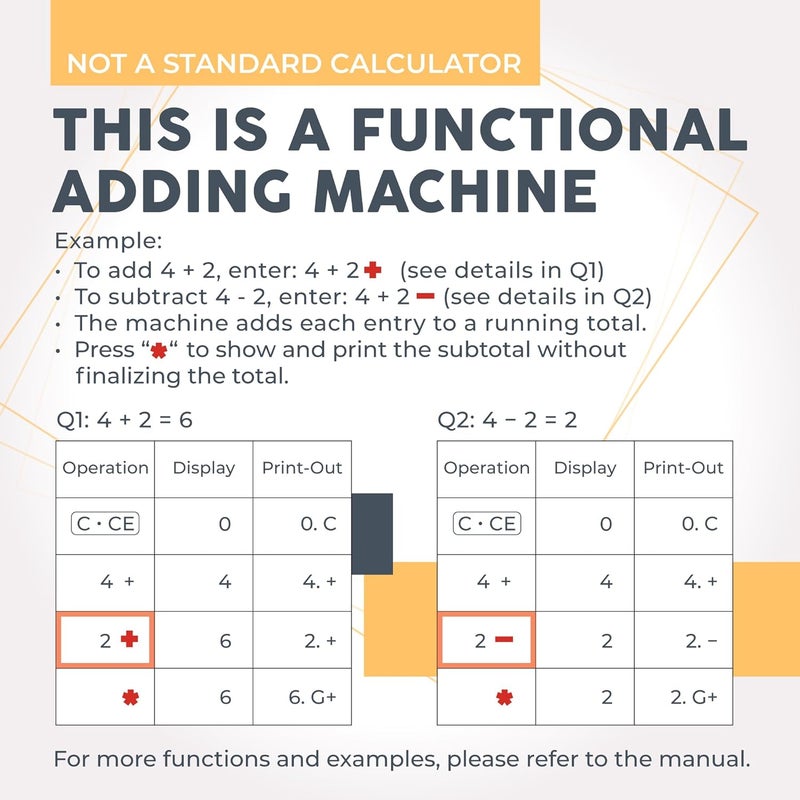 CATIGA New & Upgraded 2025 Printing Calculator Adding Machine 10 Key, Desktop Home Office Calculator with Paper Roll Print Out, Accounting Business Finance - Image 5